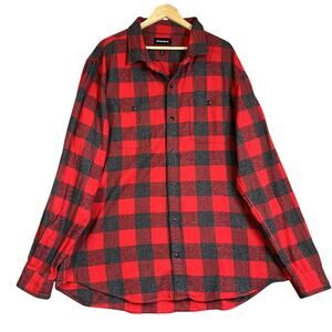 Bonobos Flannel Shirt Mens 2XL Long Red Plaid Cotton Casual Lumber Jack Outdoor